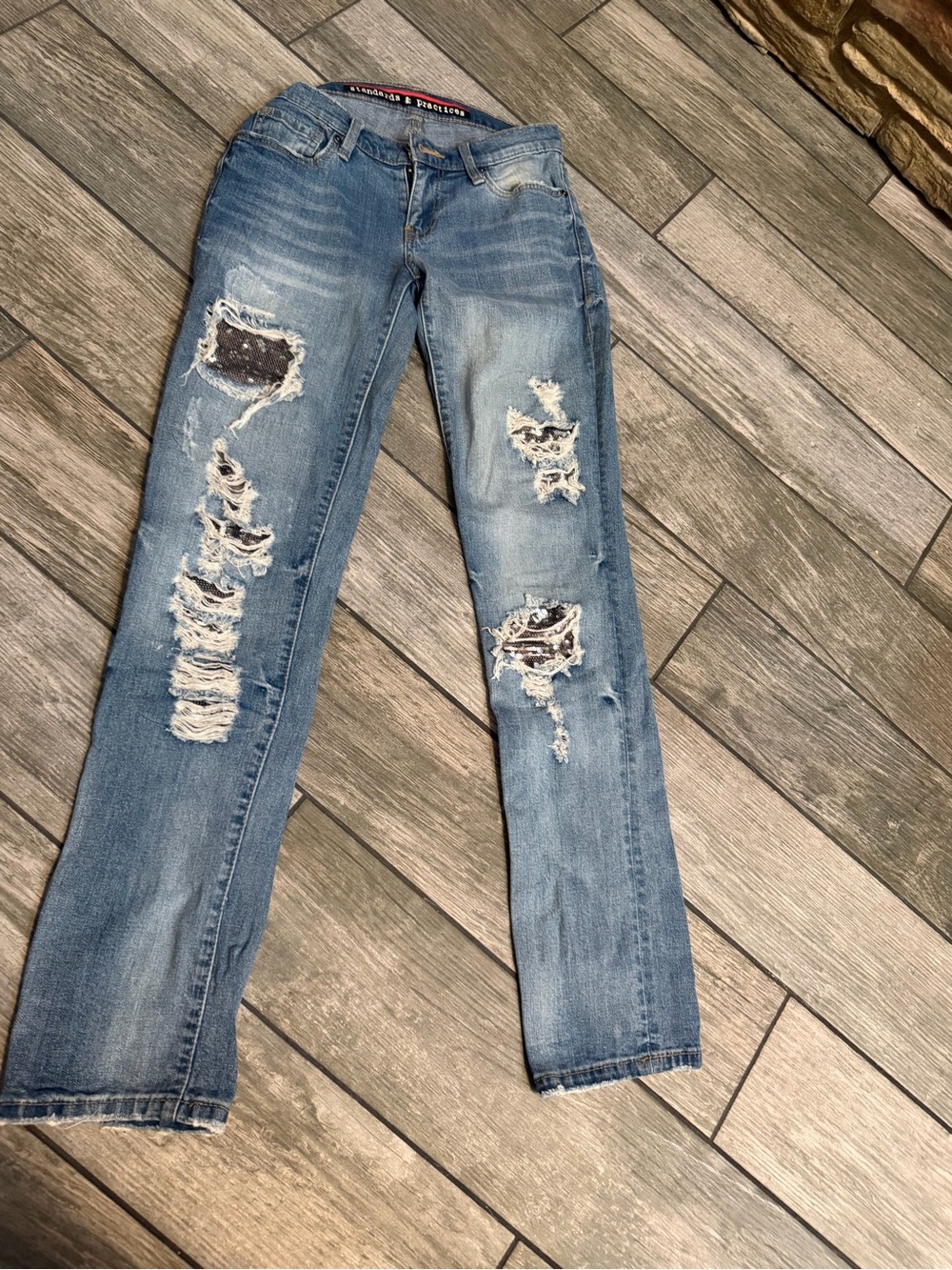 Standards & Practices Destroyed Sequin Jeans